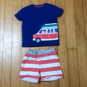 MINI BODEN BABY BOY SET TEE SHORTS 3-4 EUC
